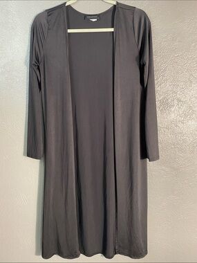 Seduction Open Front Duster Cardigan M Black Long Sleeve Lightweight Minimal